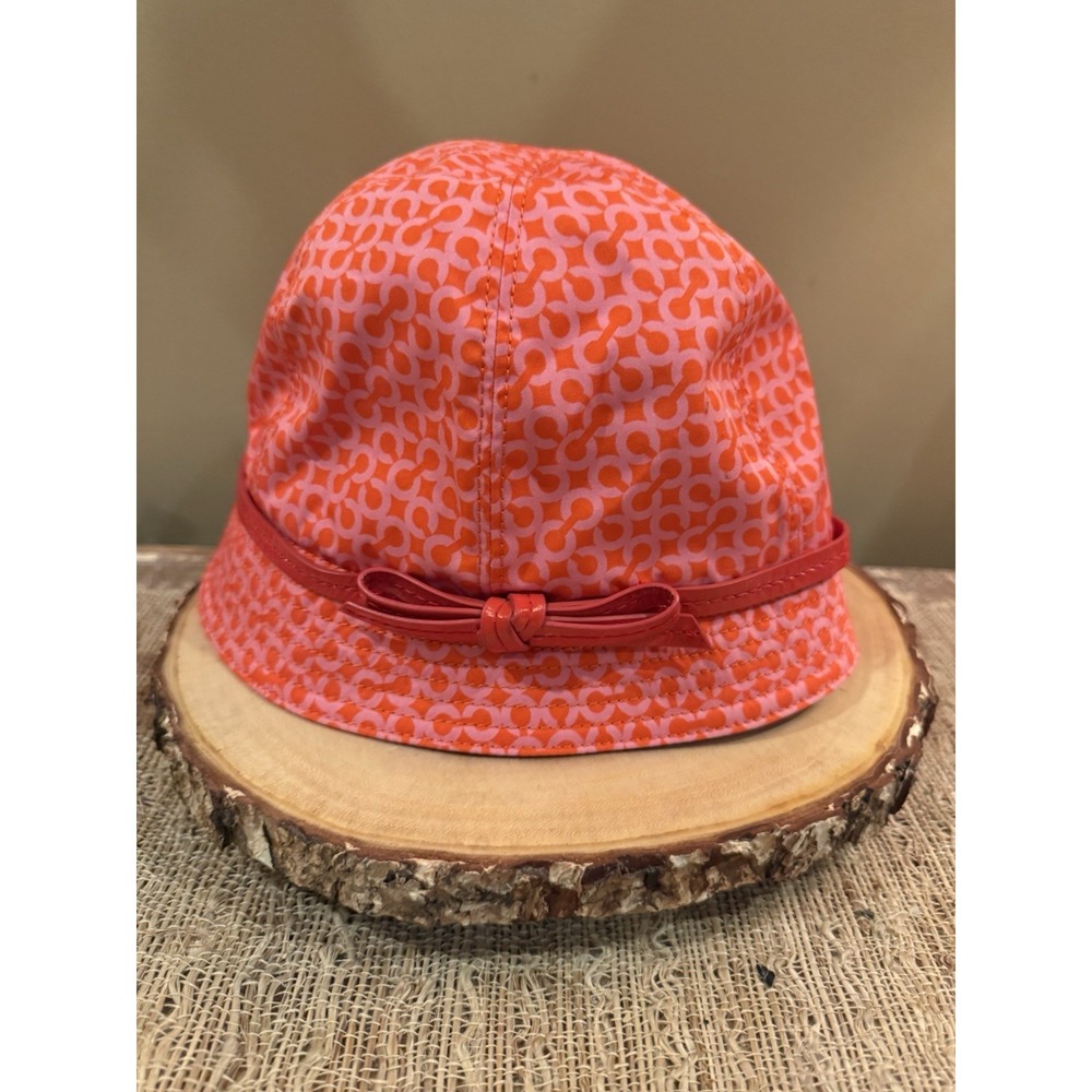Coach Vintage Y2K Signature Logo 1941 Satin Bucket Hat Orange Pink M/L